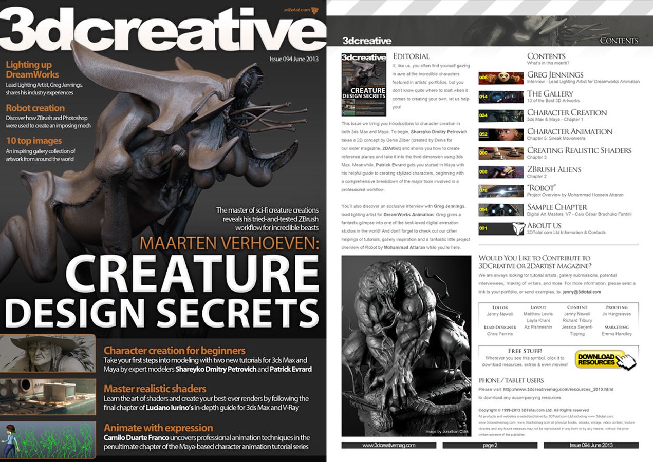 3D CREATIVE magazine side cover Issue 94 June 2013