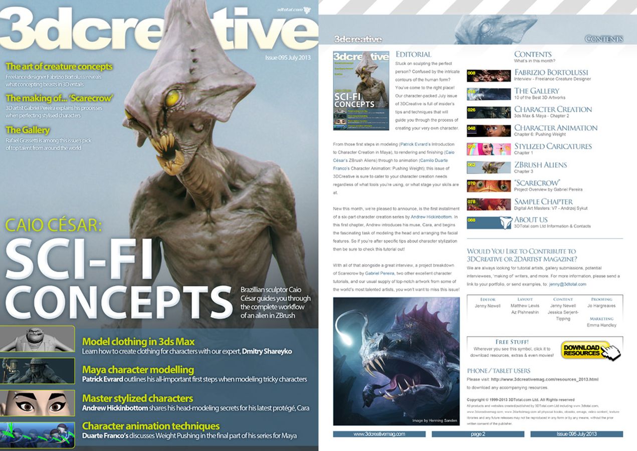 3D CREATIVE magazine side cover Issue 95 July 2013