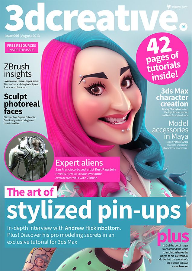3D CREATIVE magazine side cover Issue 96 August 2013