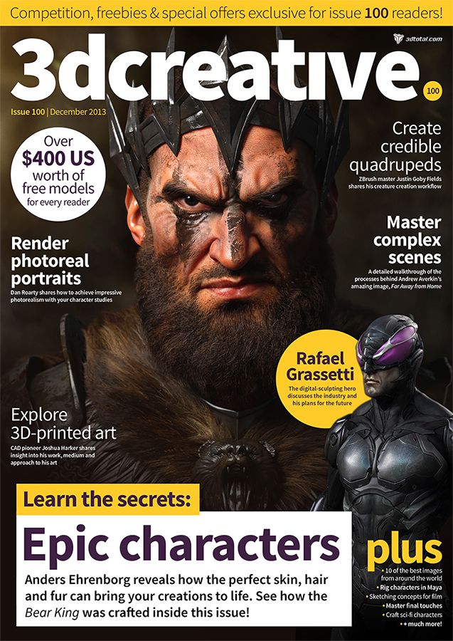 3D CREATIVE magazine side cover Issue 100 December 2013