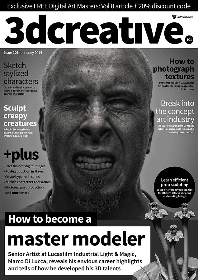 3D CREATIVE magazine side cover Issue 101 January 2014