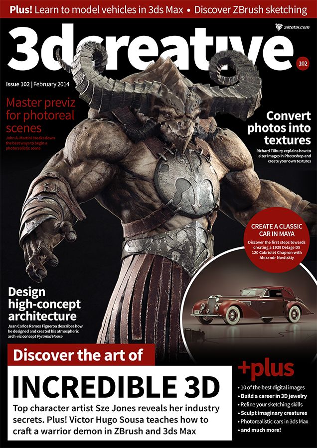 3D CREATIVE magazine side cover Issue 102 February 2014
