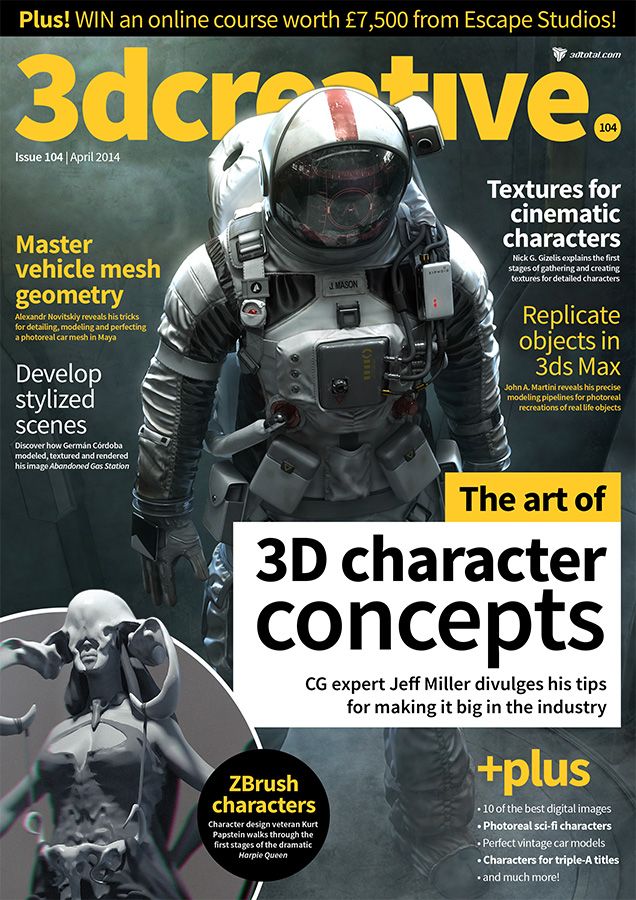 3D CREATIVE magazine side cover Issue 104 April 2014