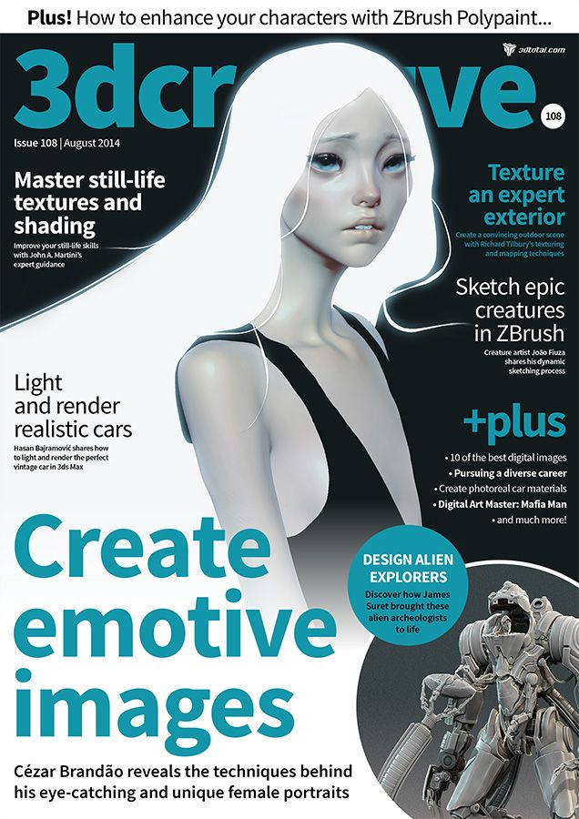 3D CREATIVE magazine side cover Issue 108 August 2014
