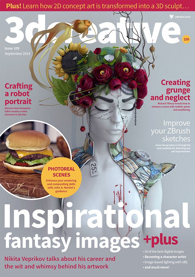 3D CREATIVE magazine side cover Issue 109 September 2014