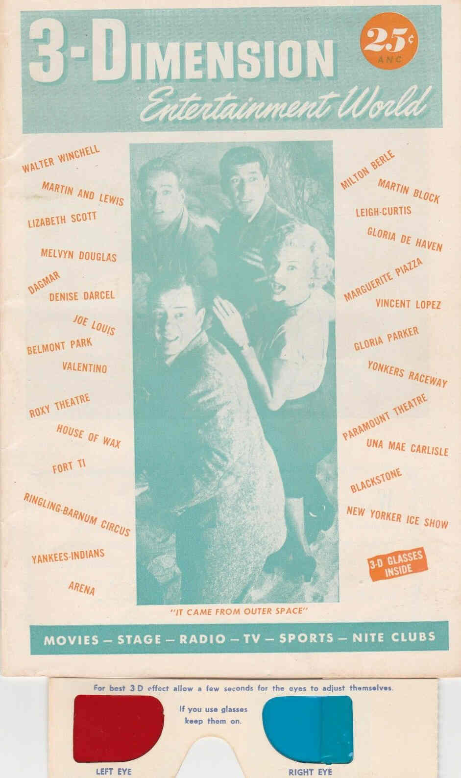 3-DIMENSION ENTERTAINMENT WORLD magazine side cover  1953