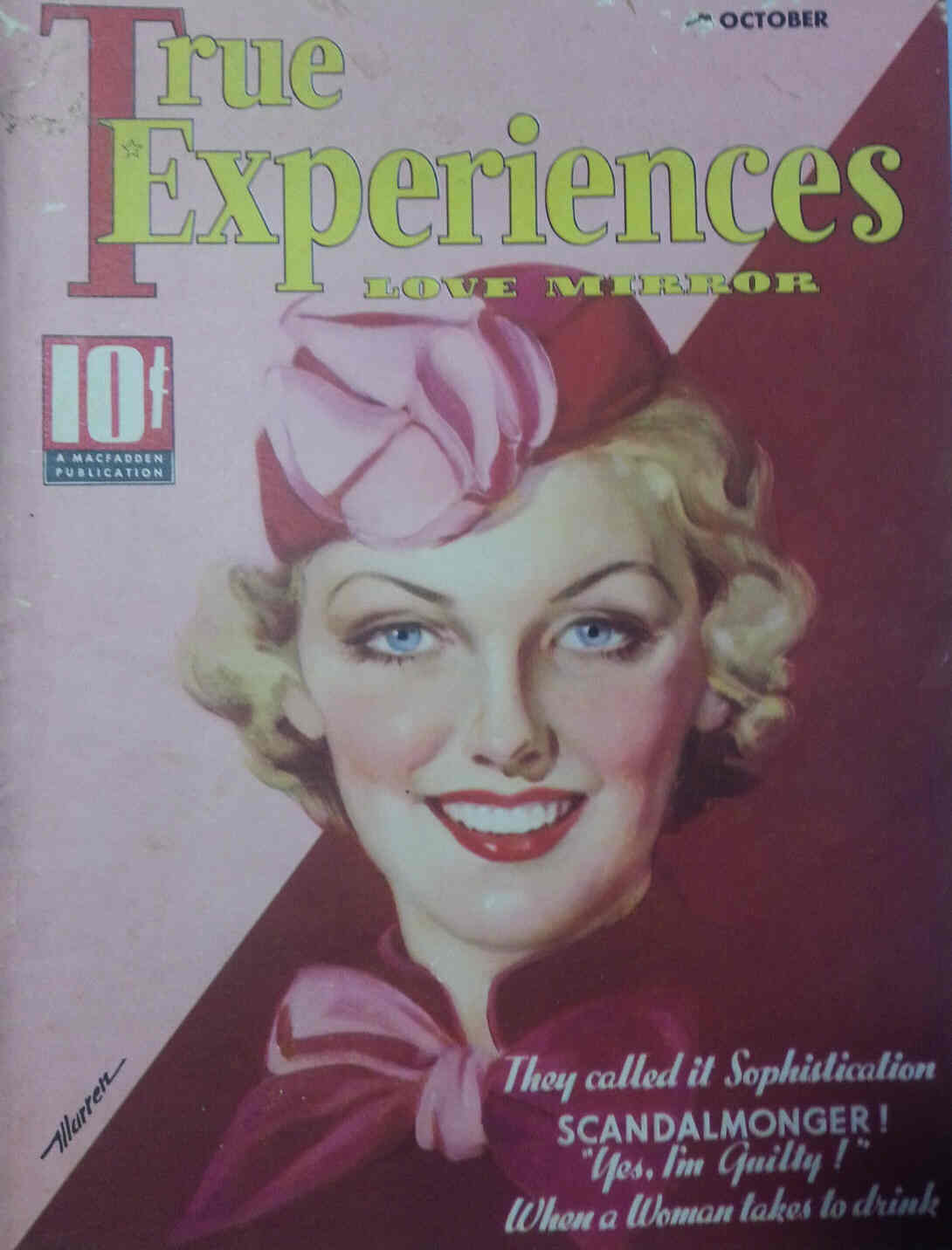 TRUE EXPERIENCES magazine side cover October 1936