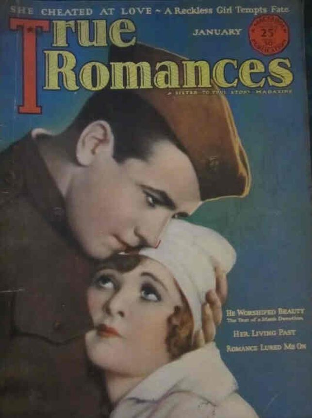 TRUE ROMANCES magazine side cover January 1928