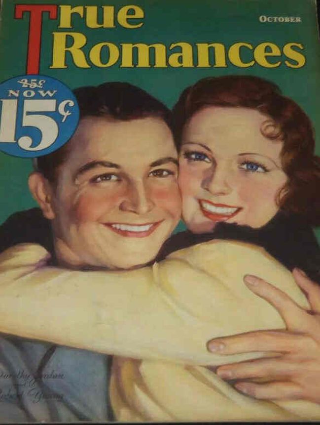 TRUE ROMANCES magazine side cover October 1932