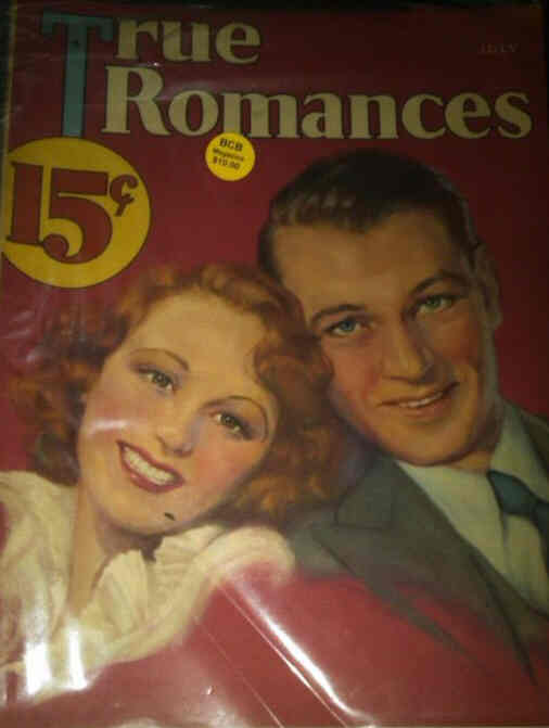 TRUE ROMANCES magazine side cover July 1933