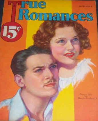 TRUE ROMANCES magazine side cover September 1933