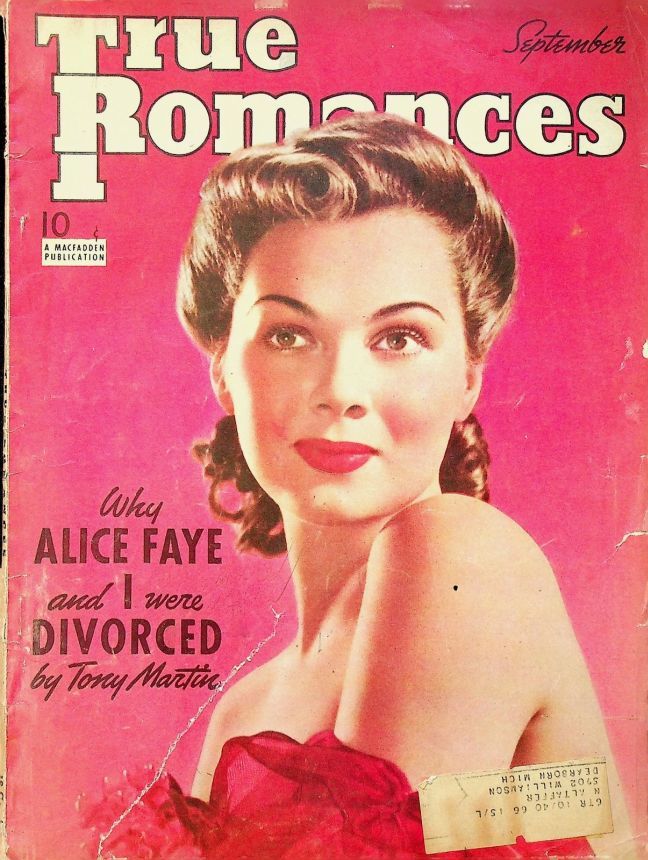 TRUE ROMANCES magazine side cover September 1940
