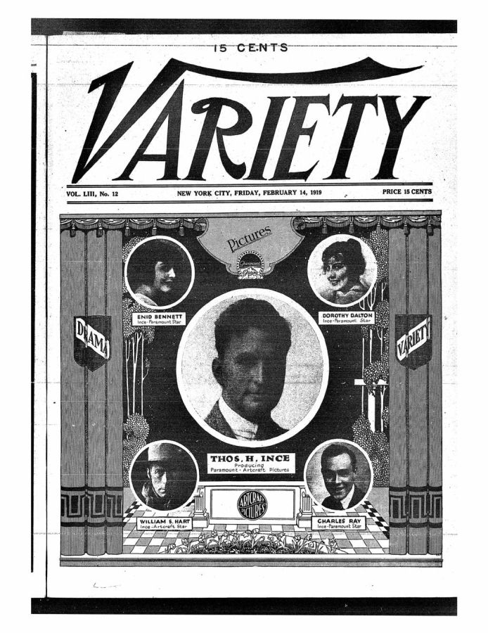 VARIETY magazine side cover 14 February 1919