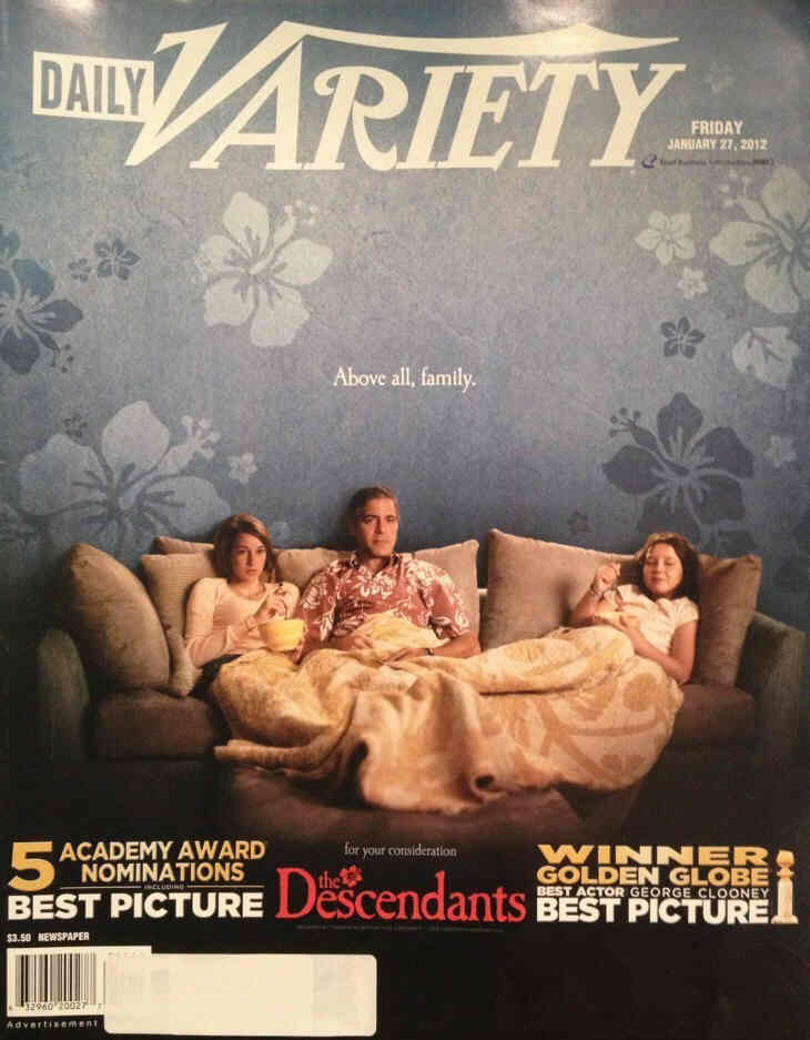 DAILY VARIETY magazine side cover 27 January 2012