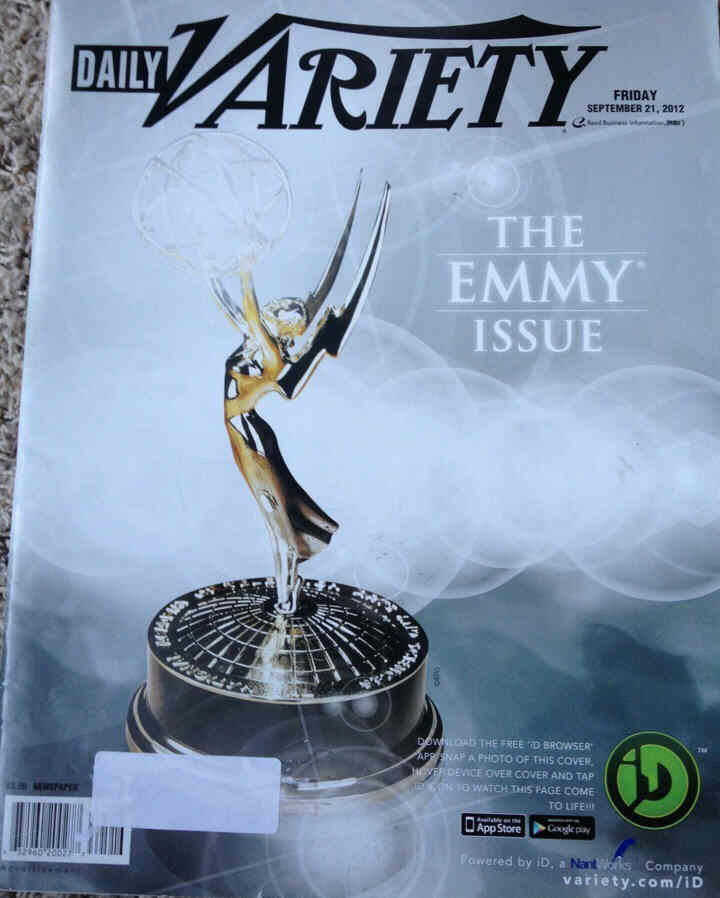 DAILY VARIETY magazine side cover 21 September 2012