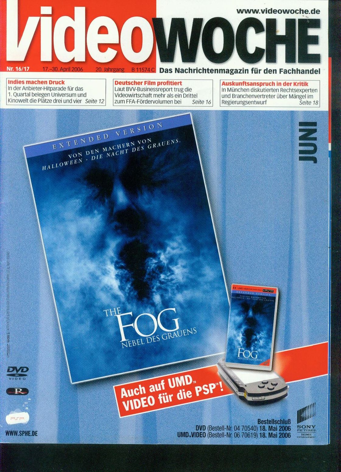 VIDEOWOCHE magazine side cover Issue 16  17   2006
