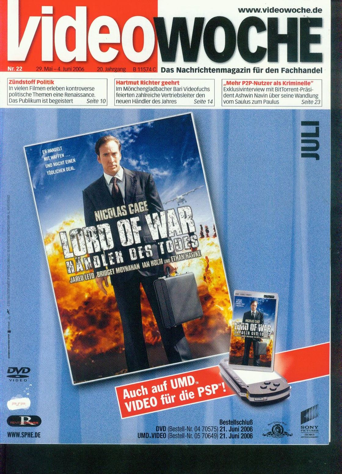 VIDEOWOCHE magazine side cover Issue 22   2006
