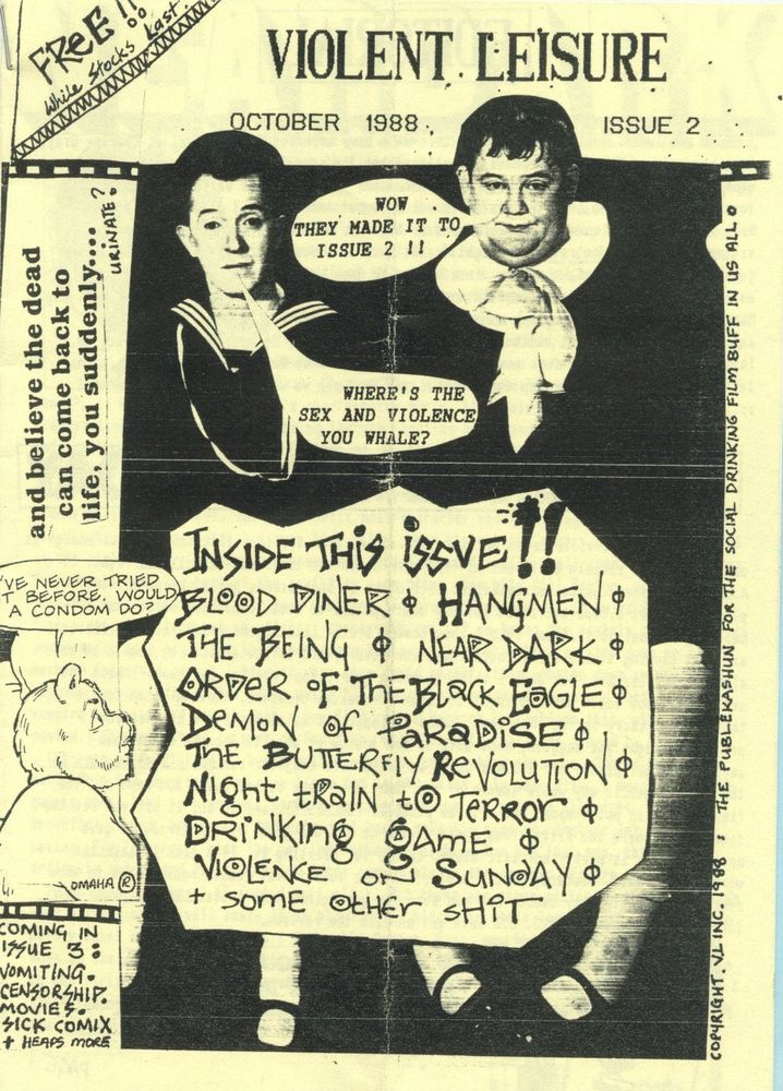VIOLENT LEISURE magazine cover Issue 2 October 1988