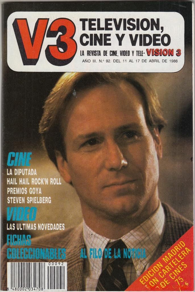 VISION 3 magazine cover Issue 92 11 April 1988
