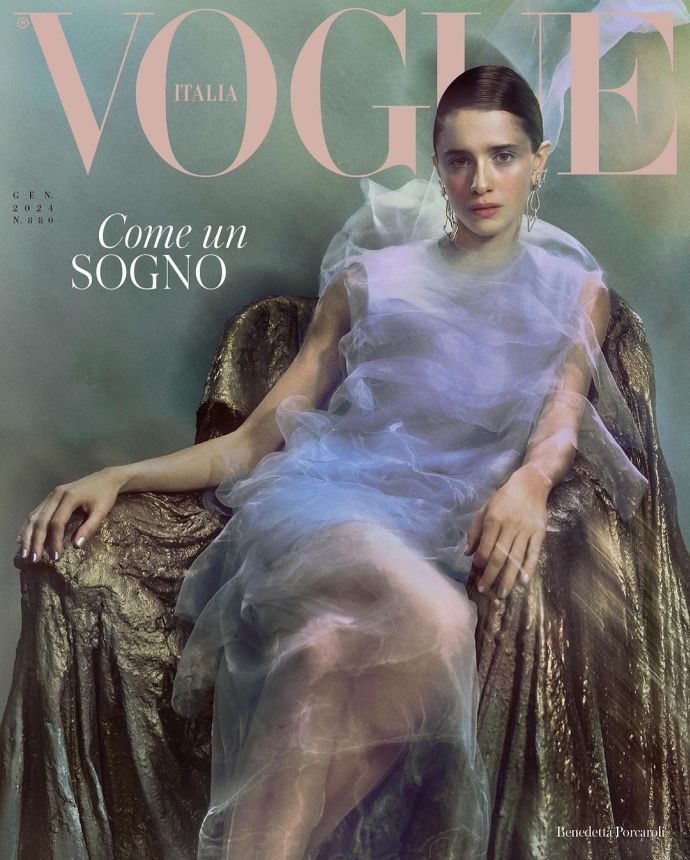 VOGUE ITALY magazine side cover  January 2024