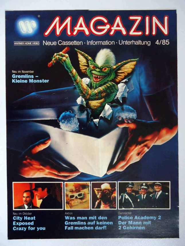 WARNER HOME VIDEO MAGAZIN magazine side cover Issue 4   1985