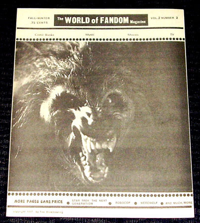 WORLD OF FANDOM magazine side cover  Vol 2 # 2 Fall-Winter 1988